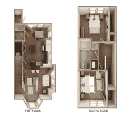 2 Bedroom Townhouse floor plan