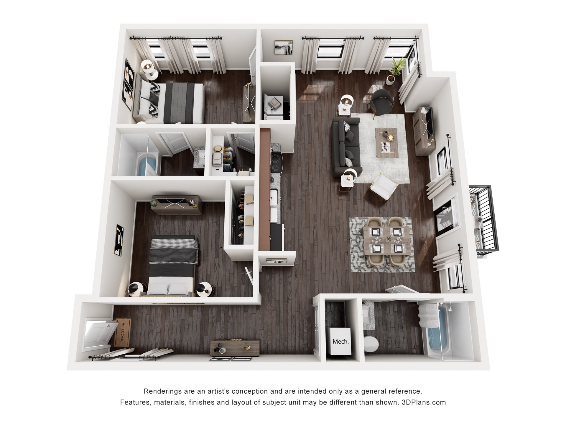 3 Bedroom Townhome floor plan