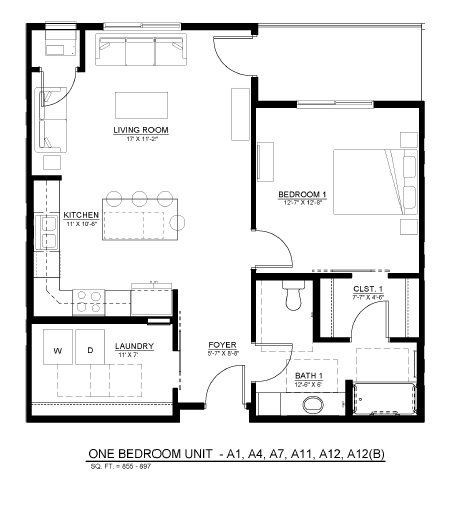 1 Bedroom floor plan