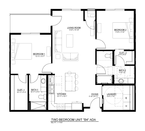 2 Bedroom floor plan
