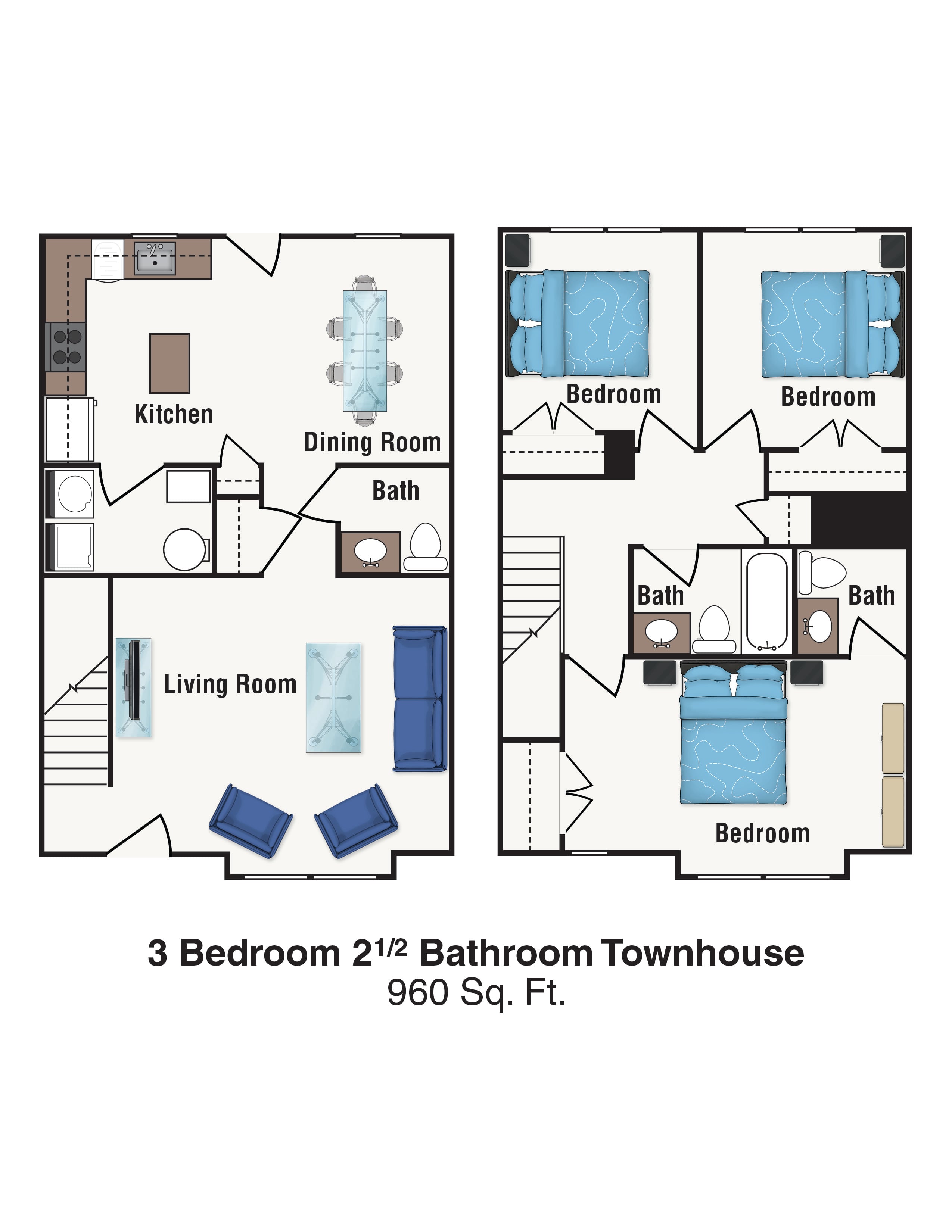 Three Bedroom floor plan