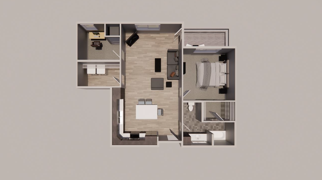 1 Bedroom w/ Den floor plan