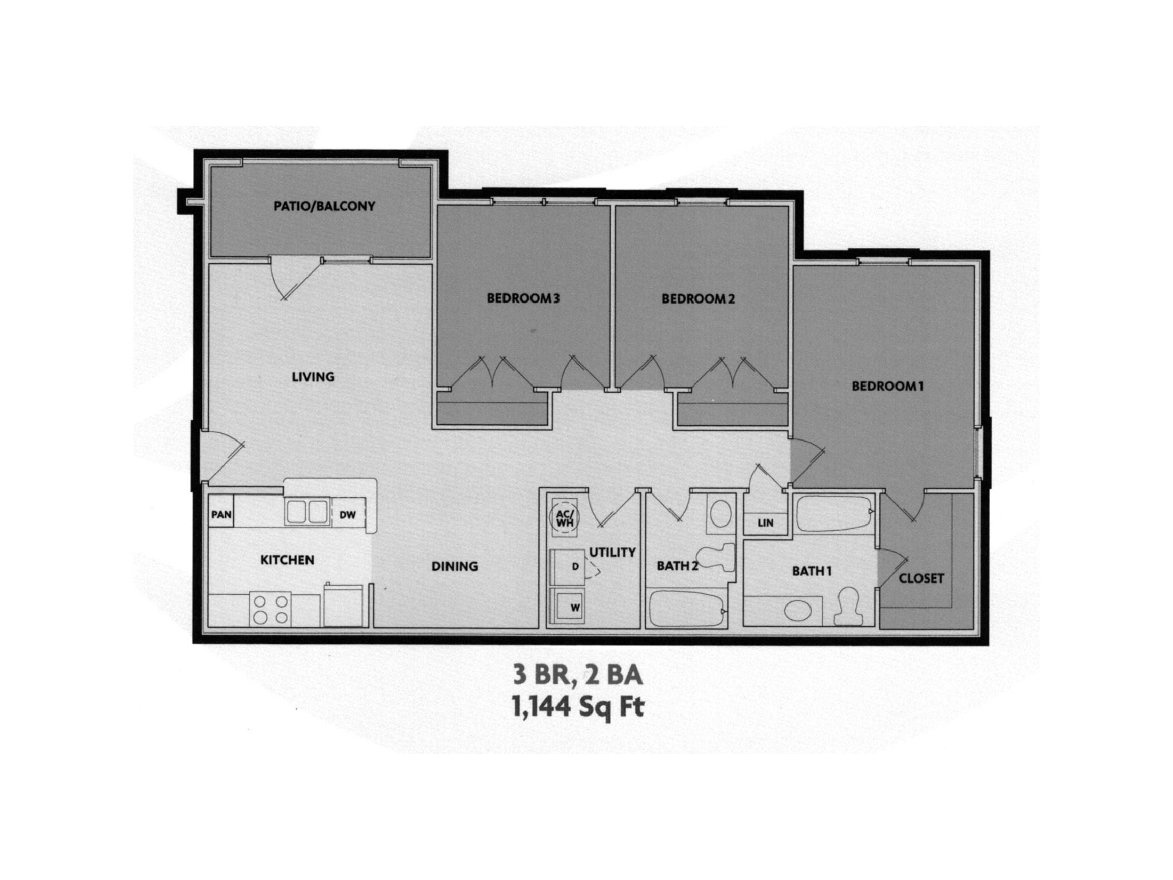 Three Bedroom floor plan