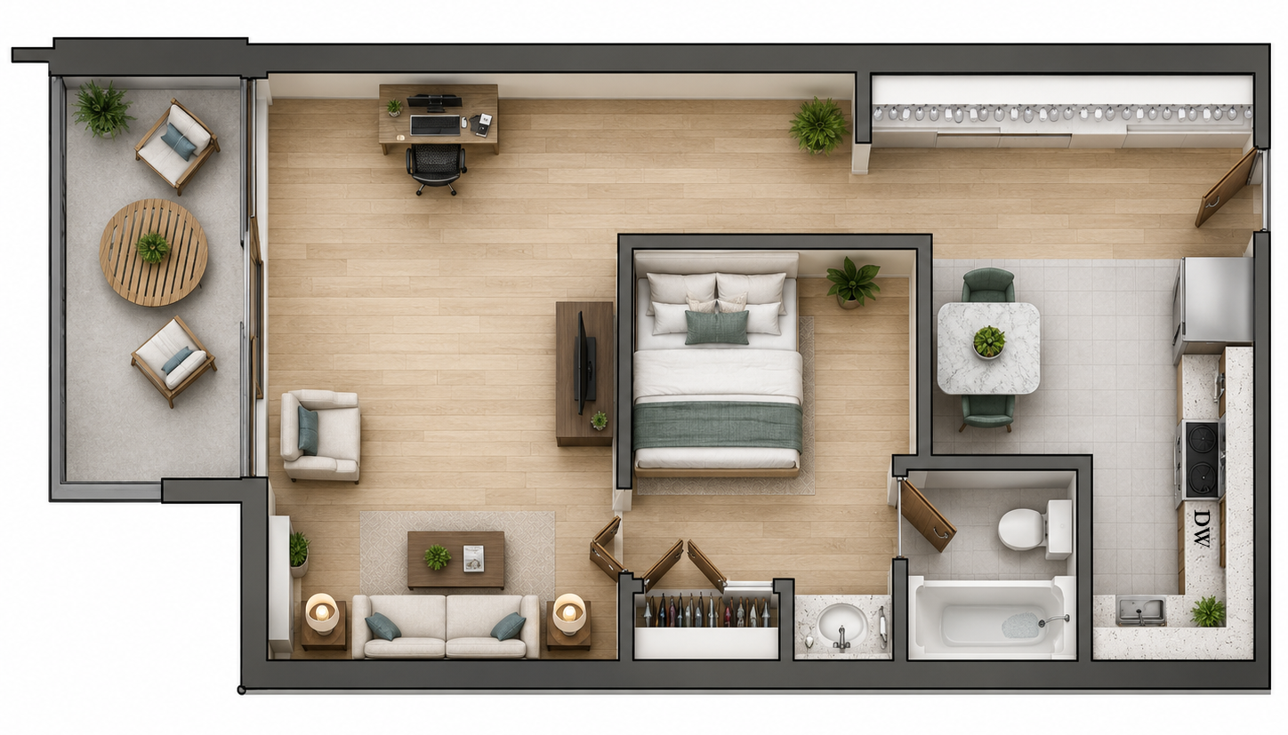 One Bedroom floor plan