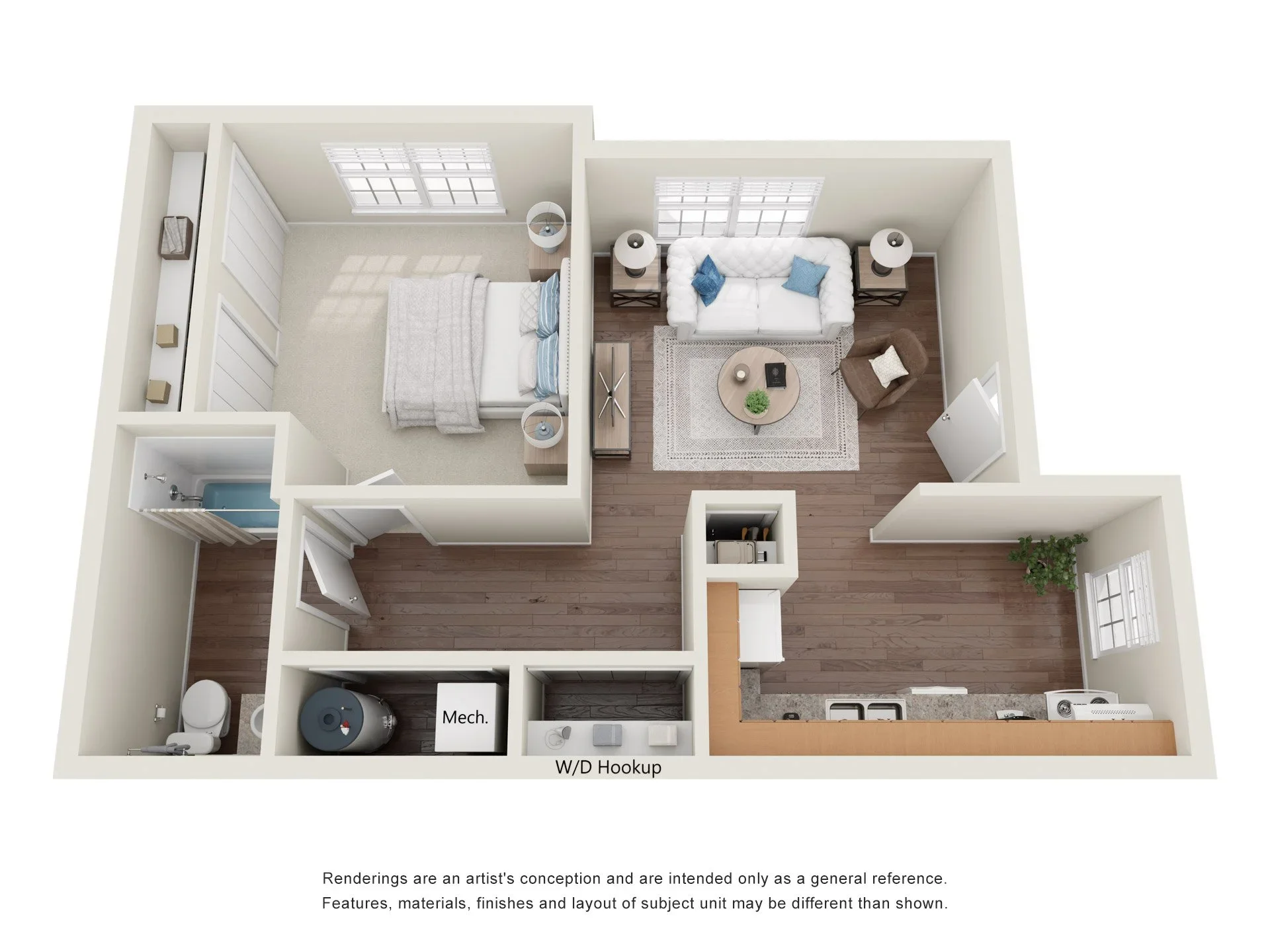1 Bed 1 Bath floor plan
