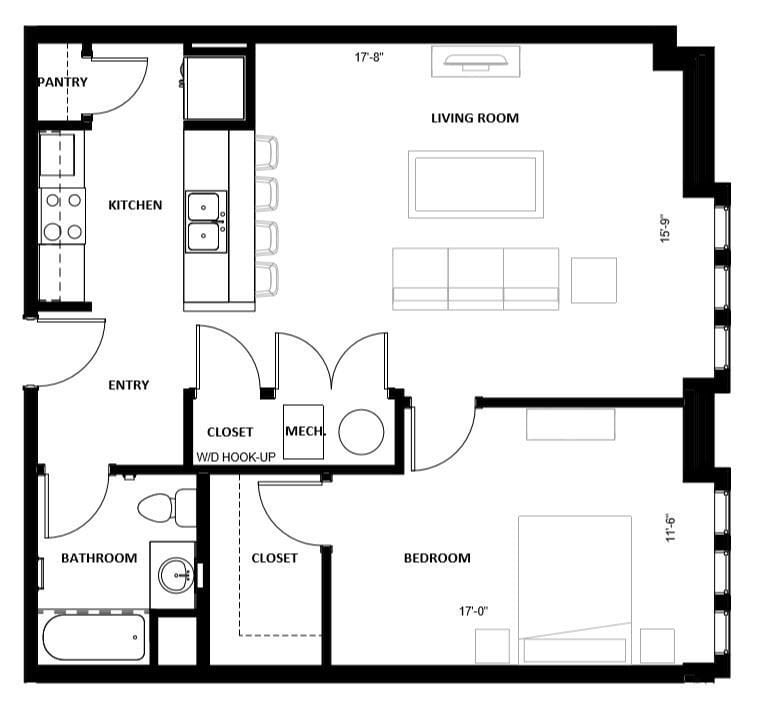 1 Bed 01 floor plan