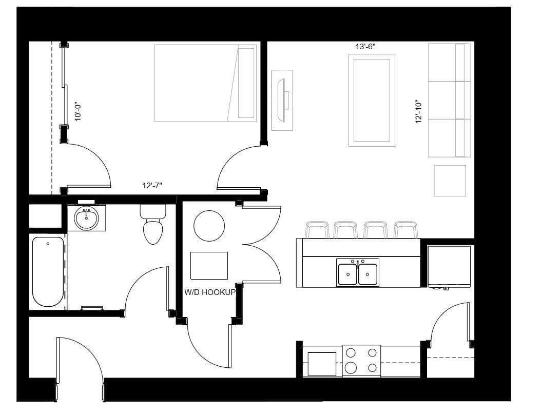 1 Bed 10 floor plan