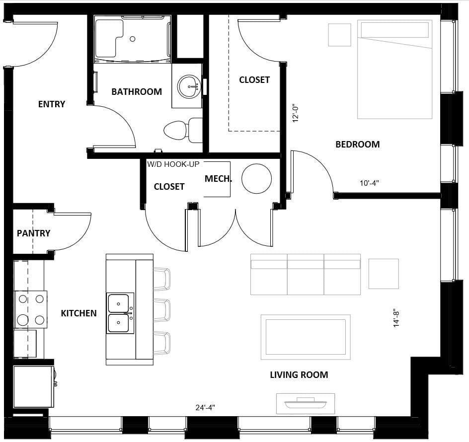 1 Bed 11 floor plan