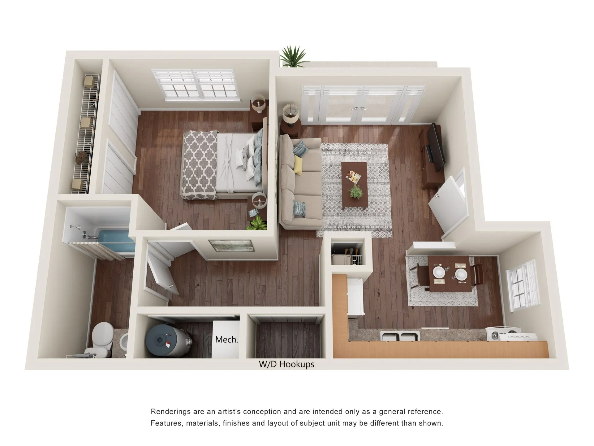 1 Bed 1 Bath floor plan