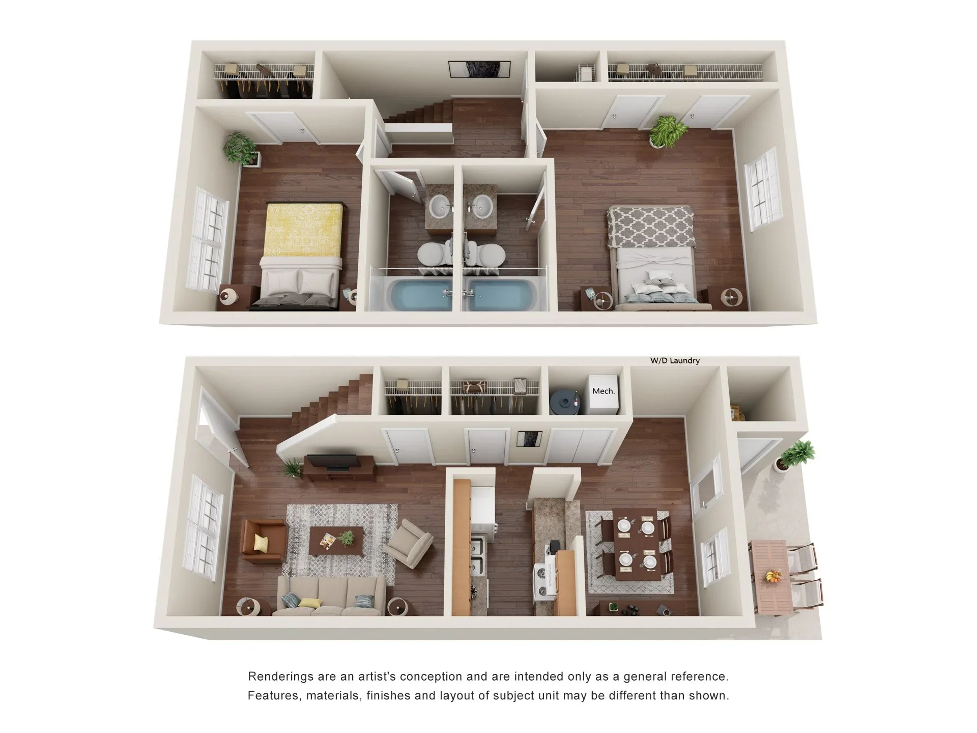 2 Bed 2 Bath floor plan