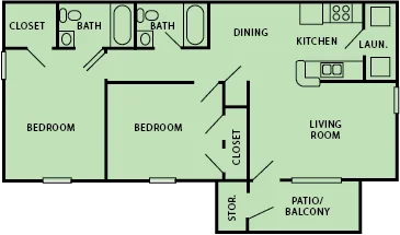 Heritage Park 2 Bed 2 Bath floor plan
