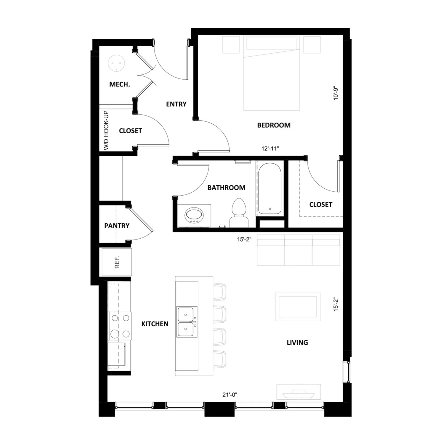 1BR-2 floor plan