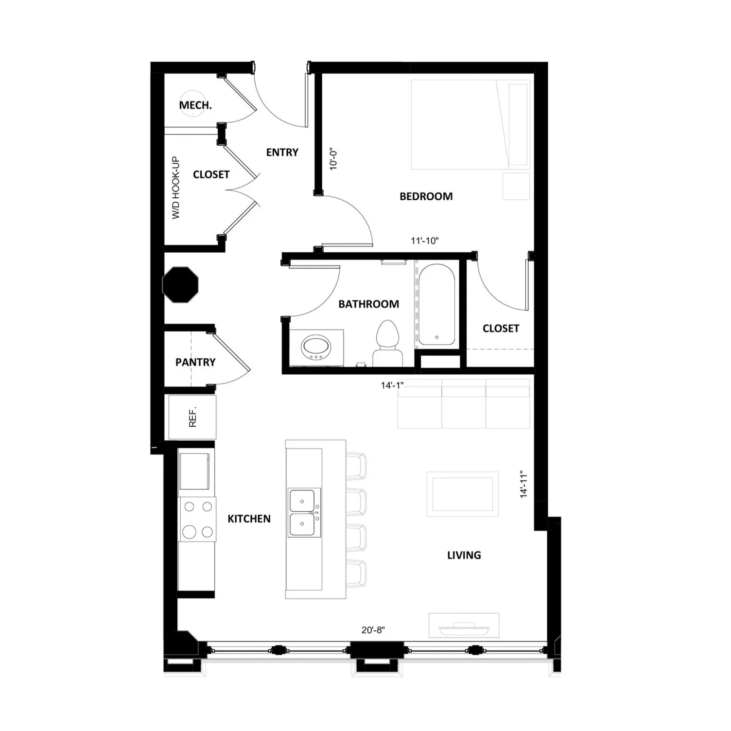 1BR-3 floor plan