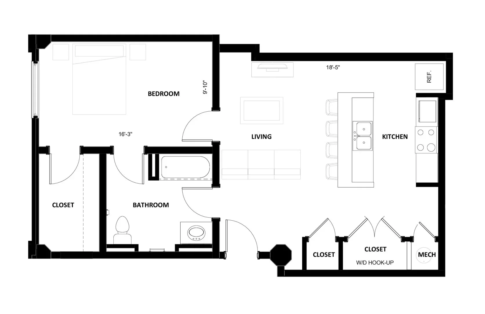 1BR-5 floor plan