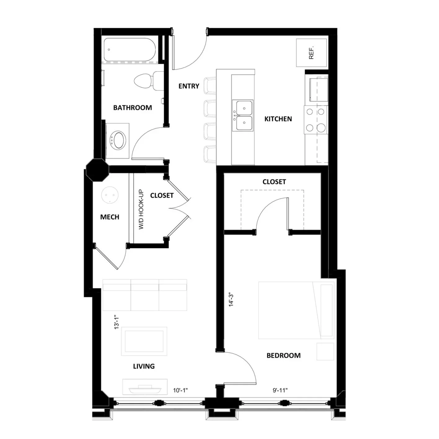 1BR-7 floor plan