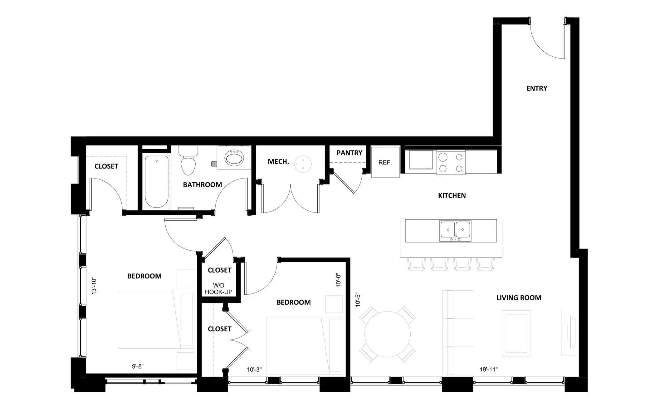 2BR-1 floor plan