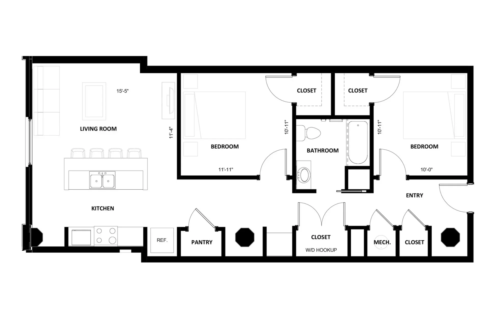 2BR-2 floor plan