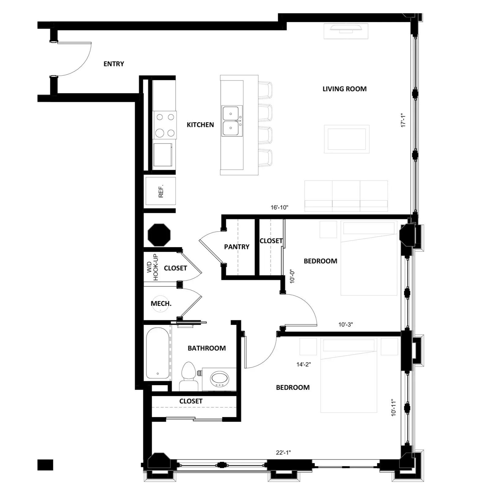 2BR-3 floor plan