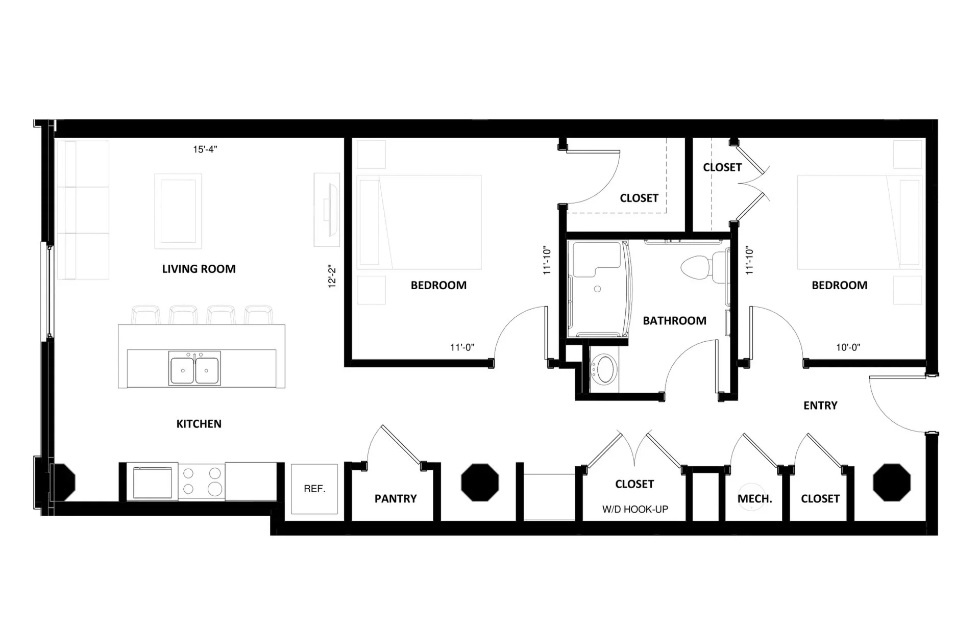 2BR-2A floor plan