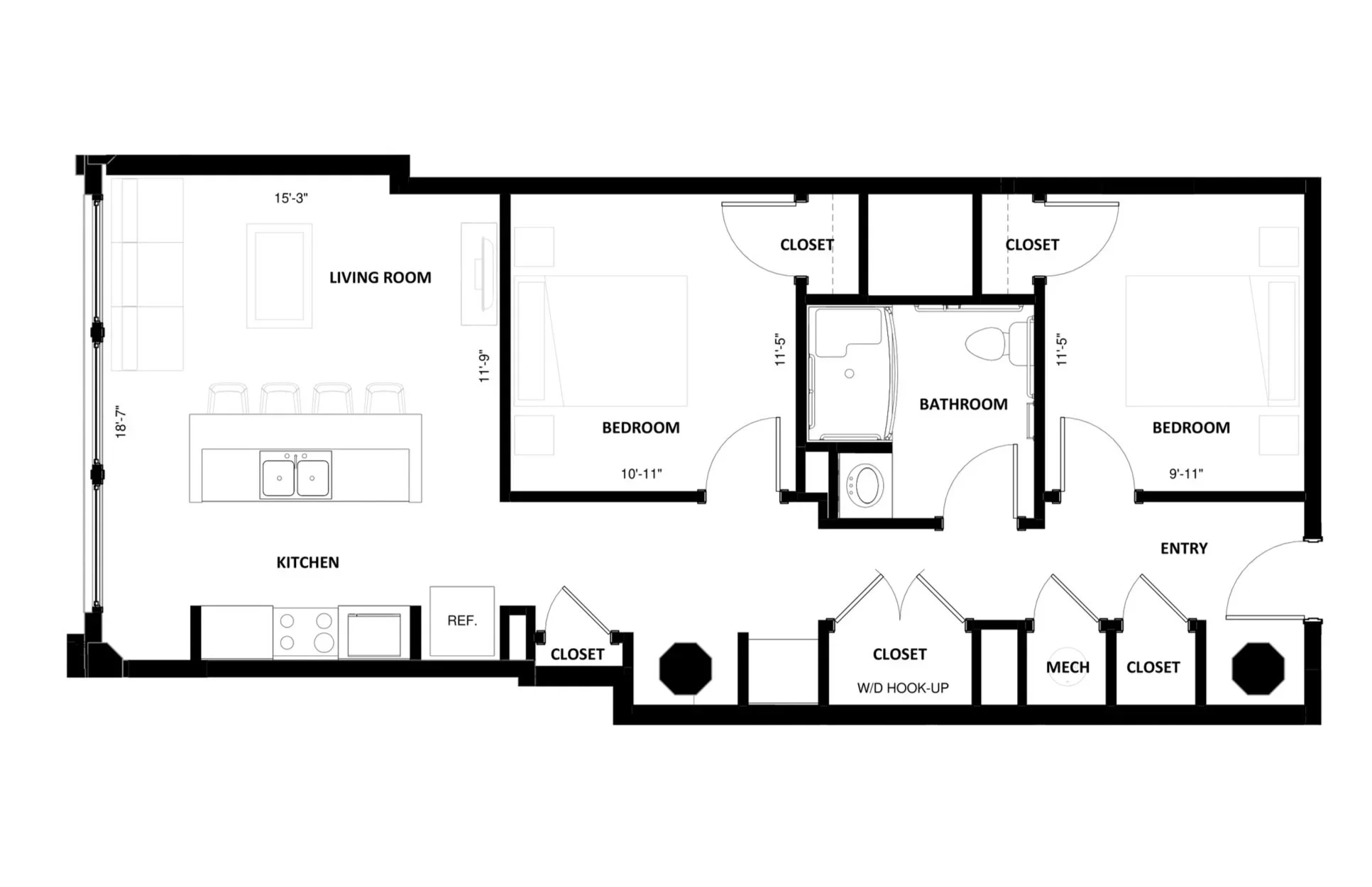 2BR-2.1A floor plan