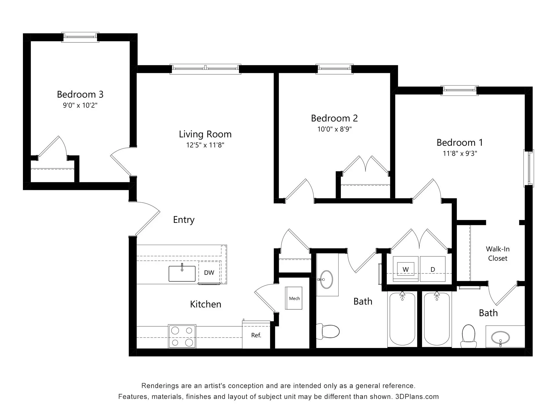 Northside Villas C1 floor plan diagram