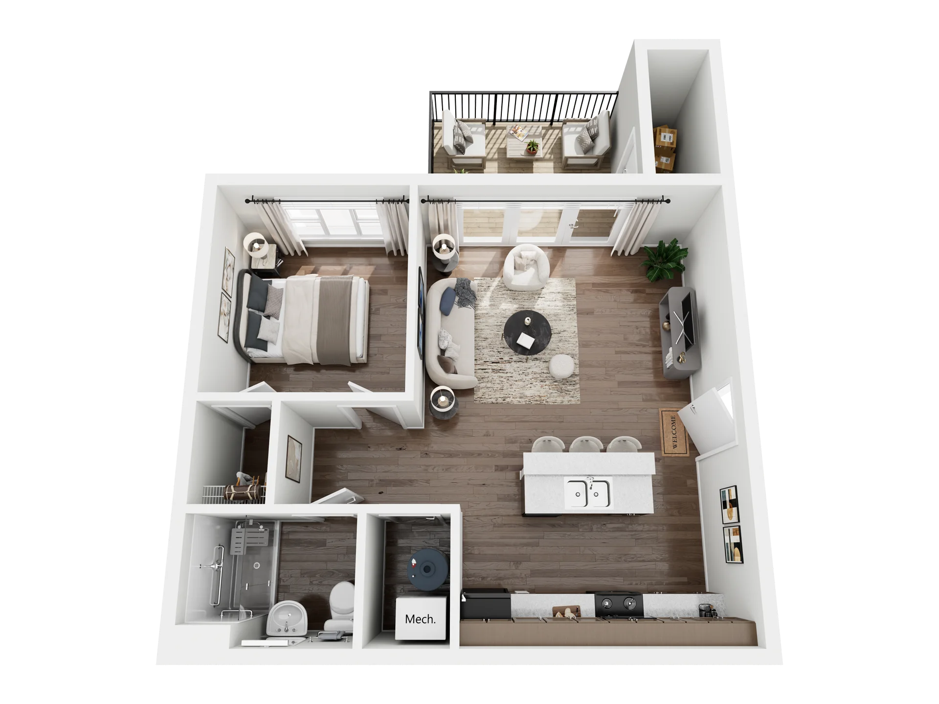 1 Bedroom 604 sq ft floor plan