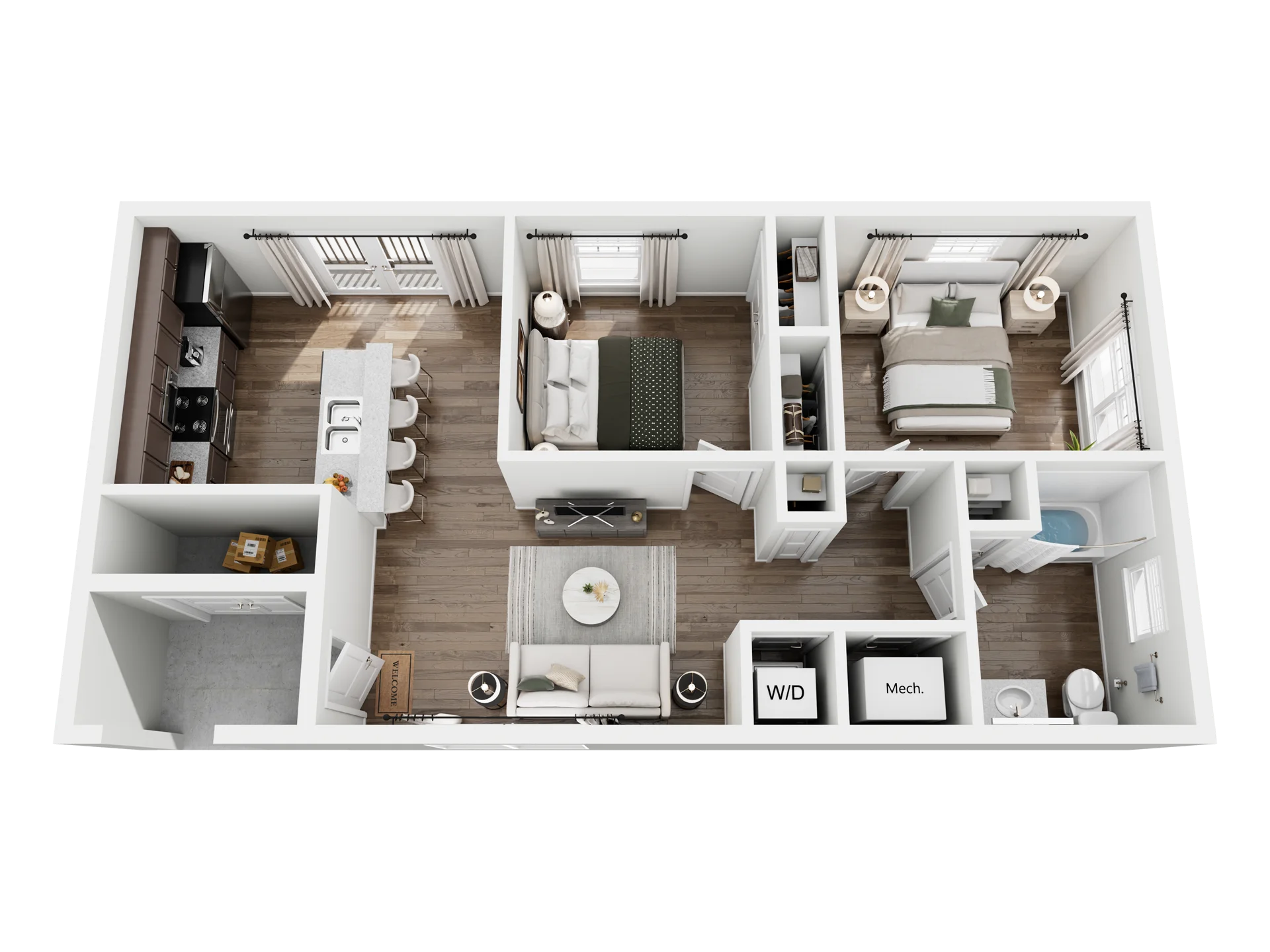 Inskip Flats 2 bedroom 1 bath floor plan