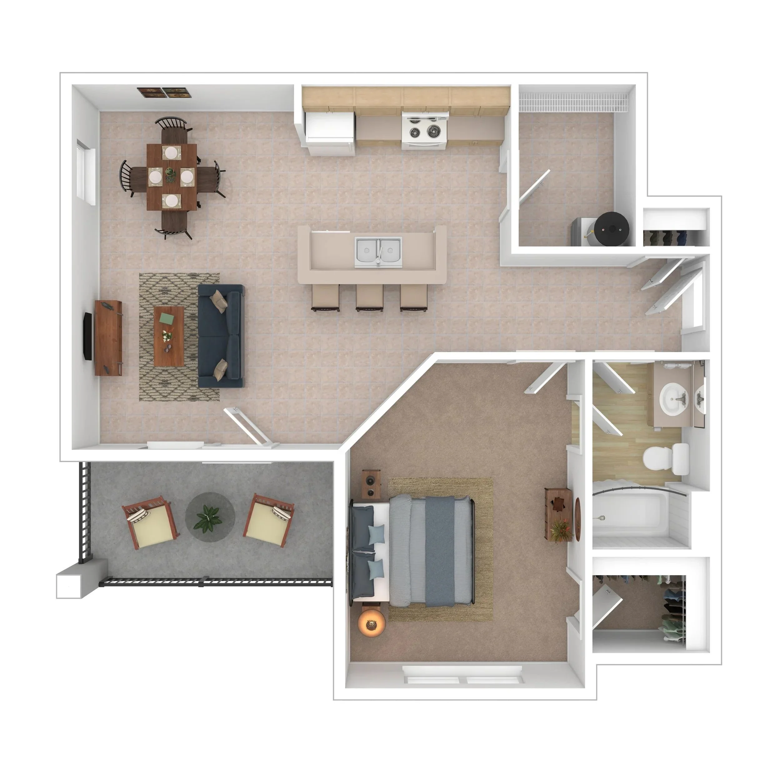 1 Bed 1 Bath floor plan