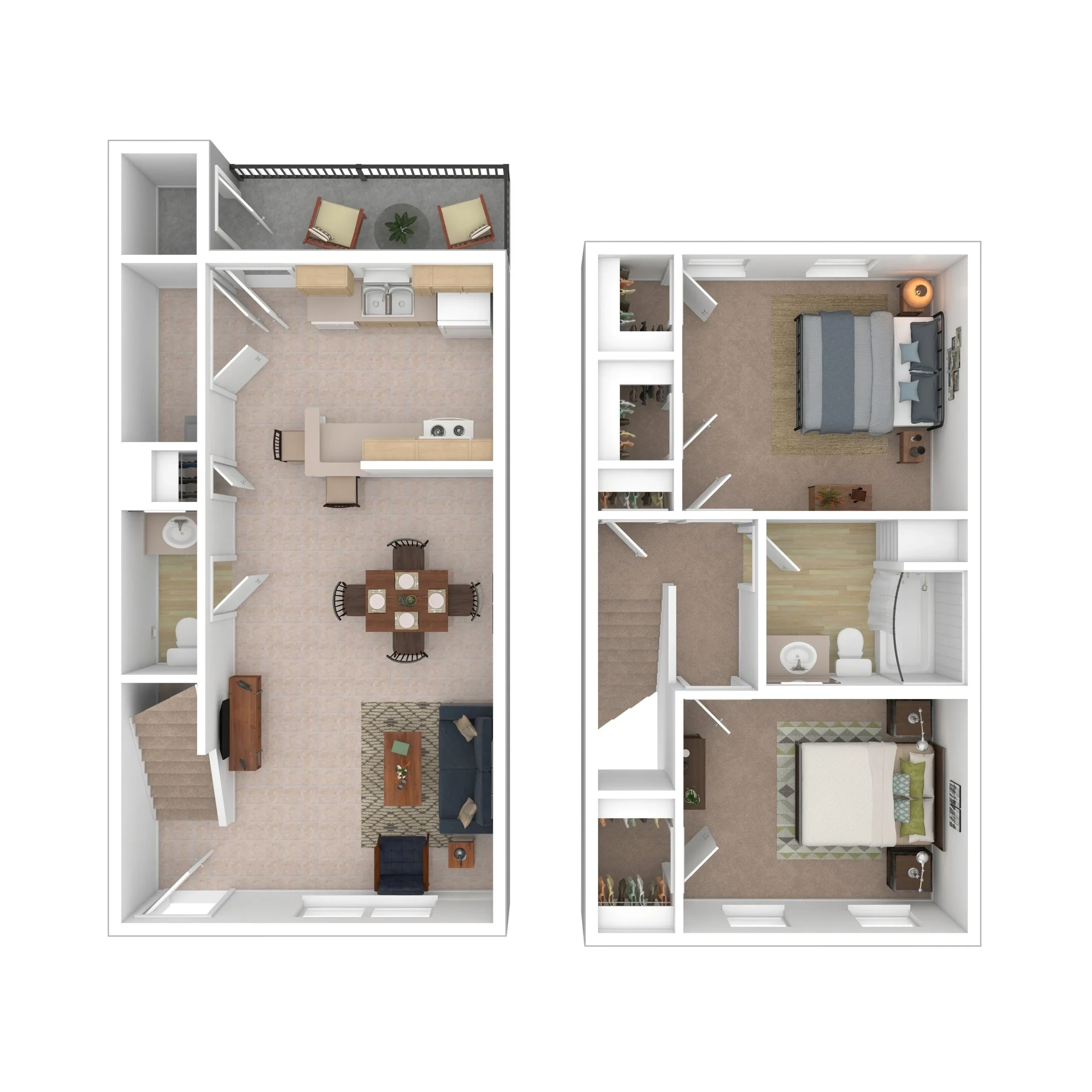 2 Bed 2 Bath floor plan