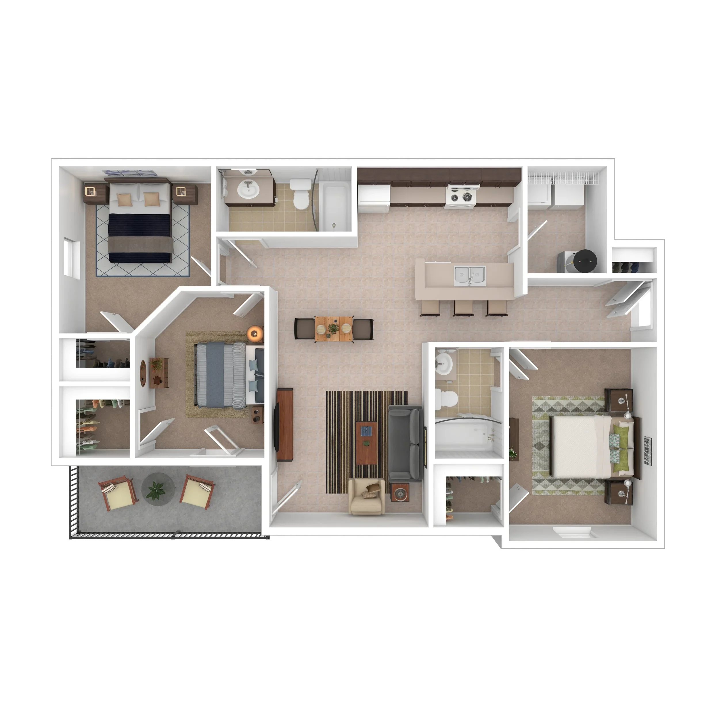 3 Bedroom 2 Bath floor plan, 1120 sq ft
