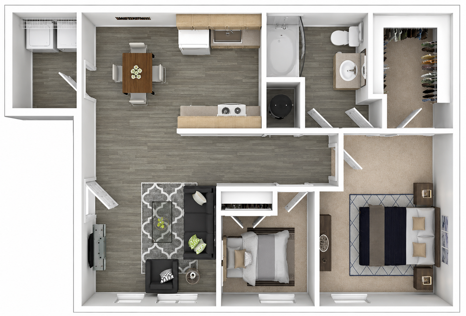 2 Bed 1 Bath floor plan