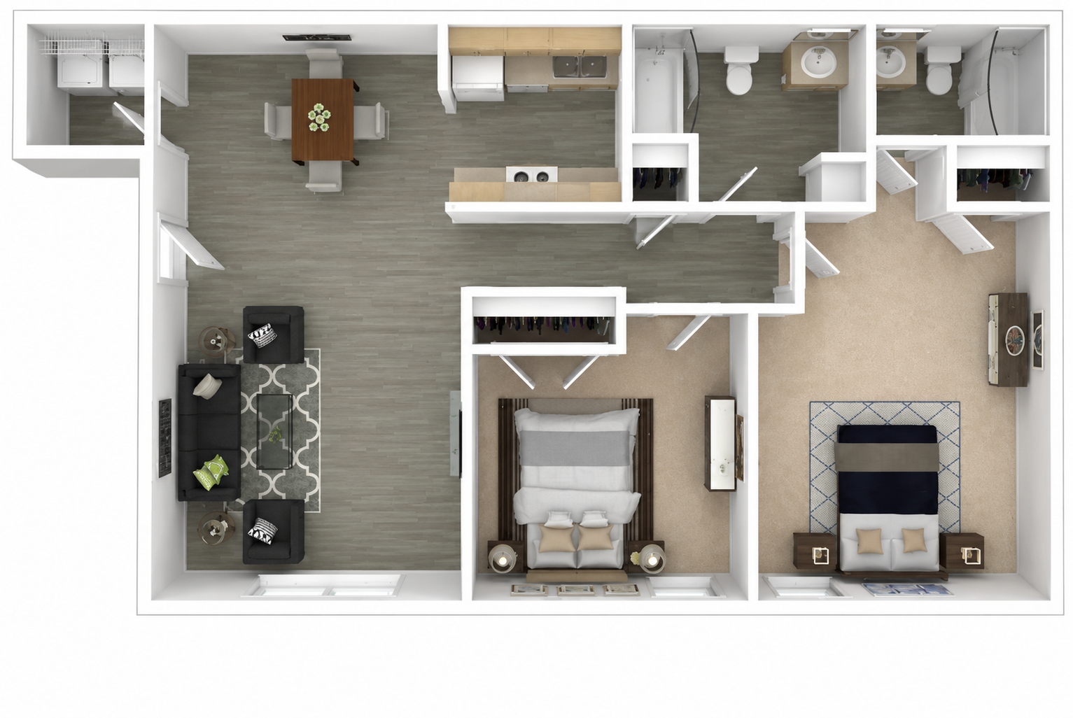 2 Bed 2 Bath floor plan