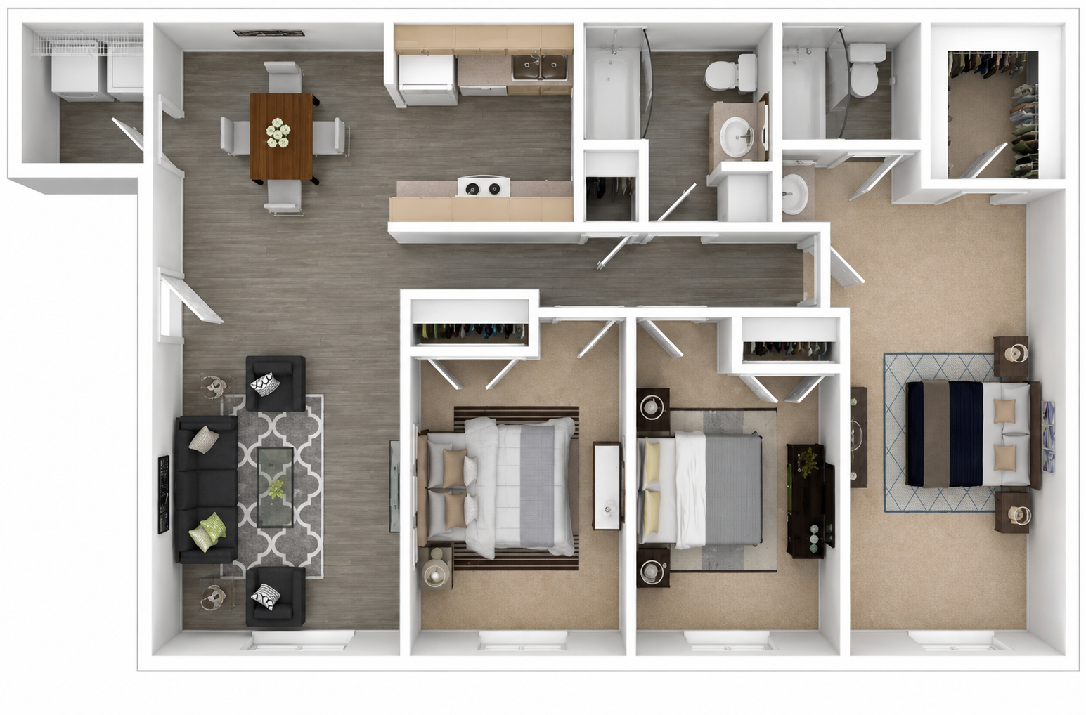 3 Bed 2 Bath floor plan