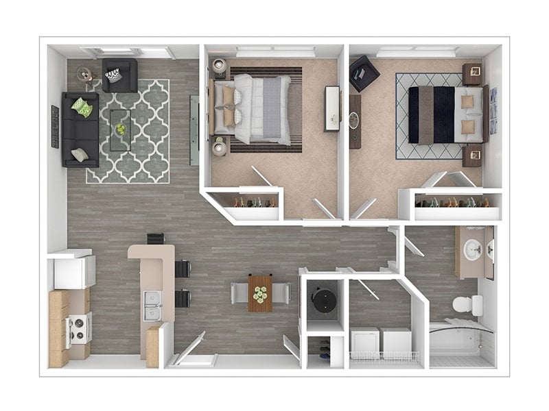 Two bedroom floor plan diagram