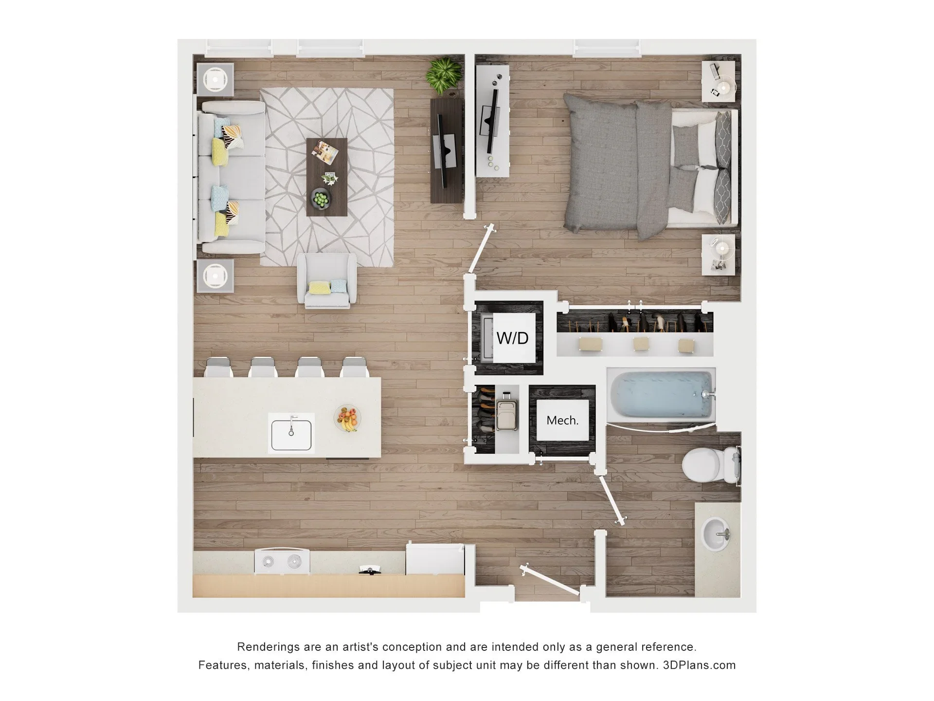 Nobility Court floor plan A1, 1 bed 1 bath