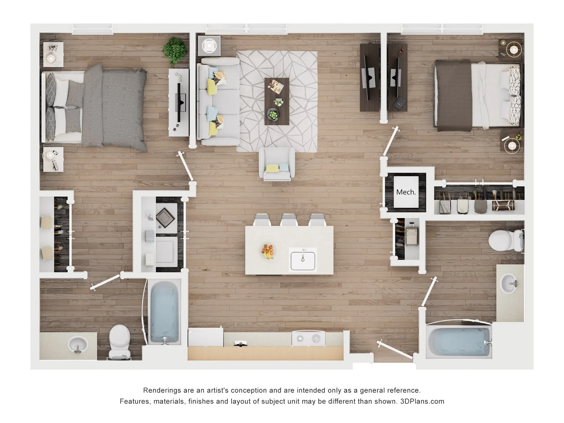 Nobility Court floor plan B2, 2 bed 2 bath