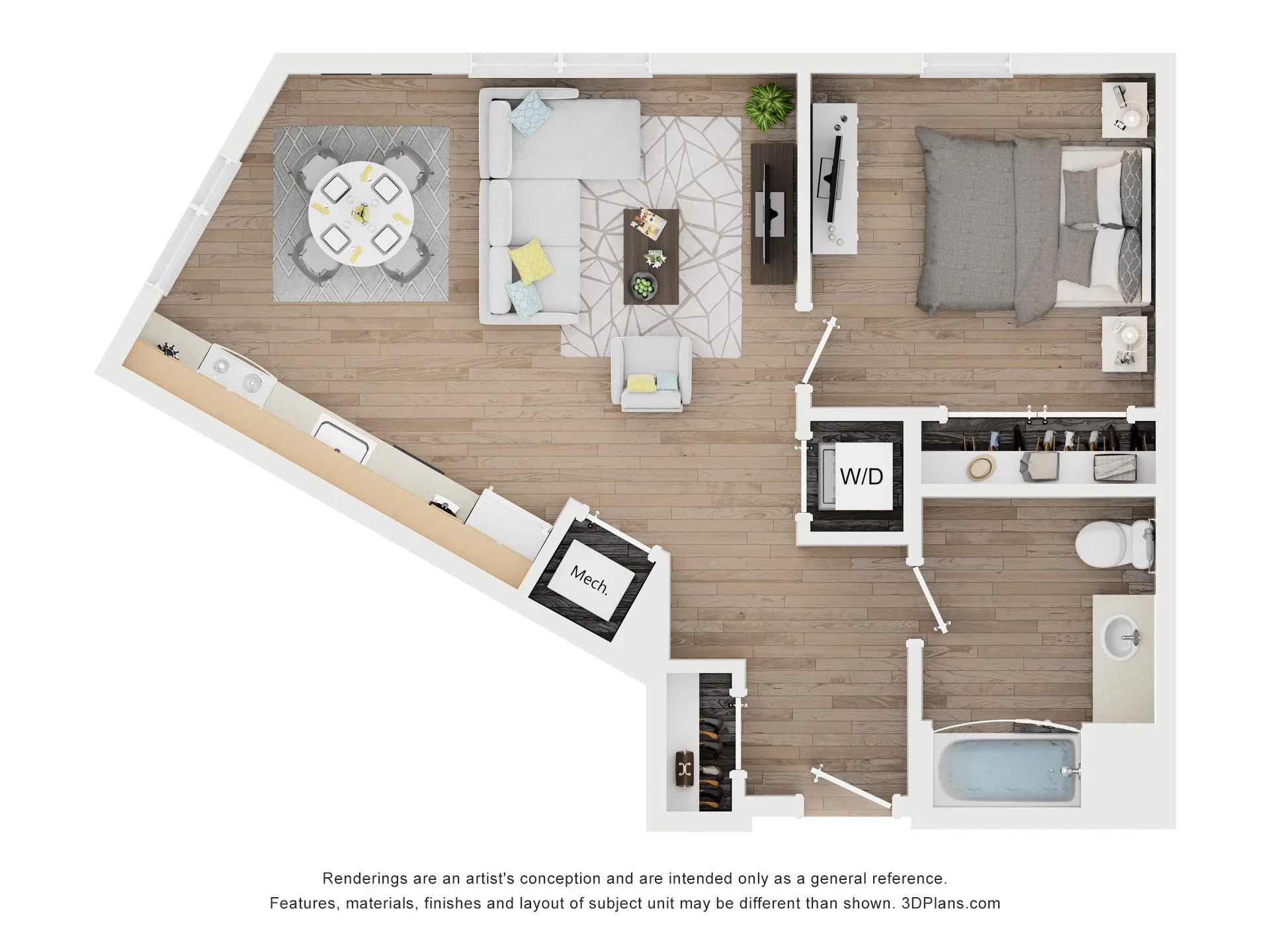 Nobility Court floor plan A2, 1 bed 1 bath