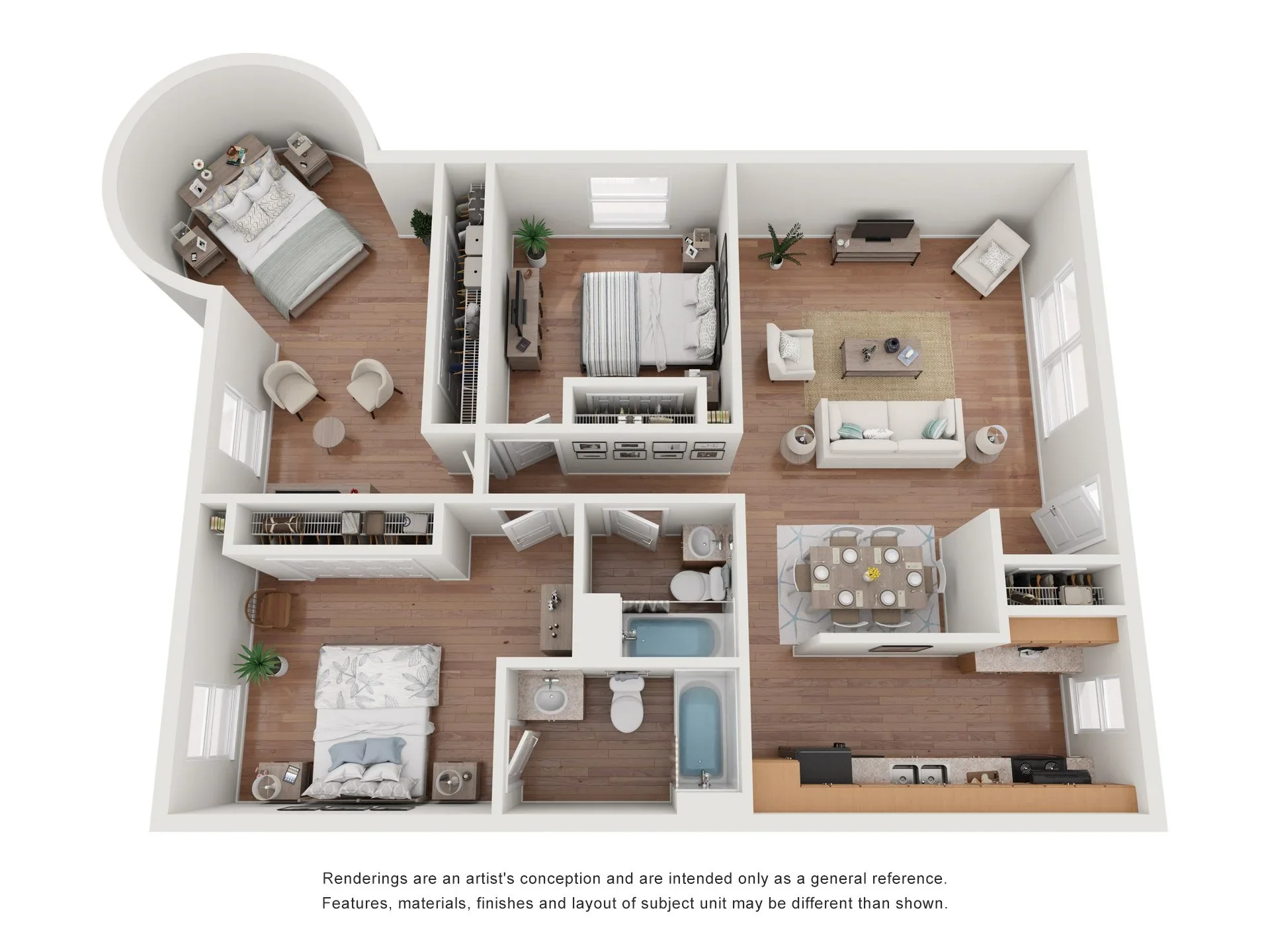 Three Bedroom Apartment w/Turret floor plan