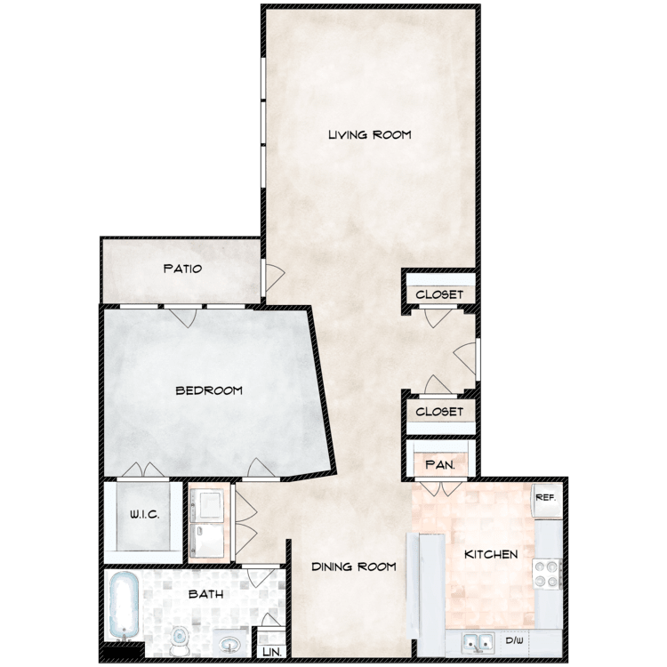 Heritage Station Family 1 Bed 1 Bath floor plan
