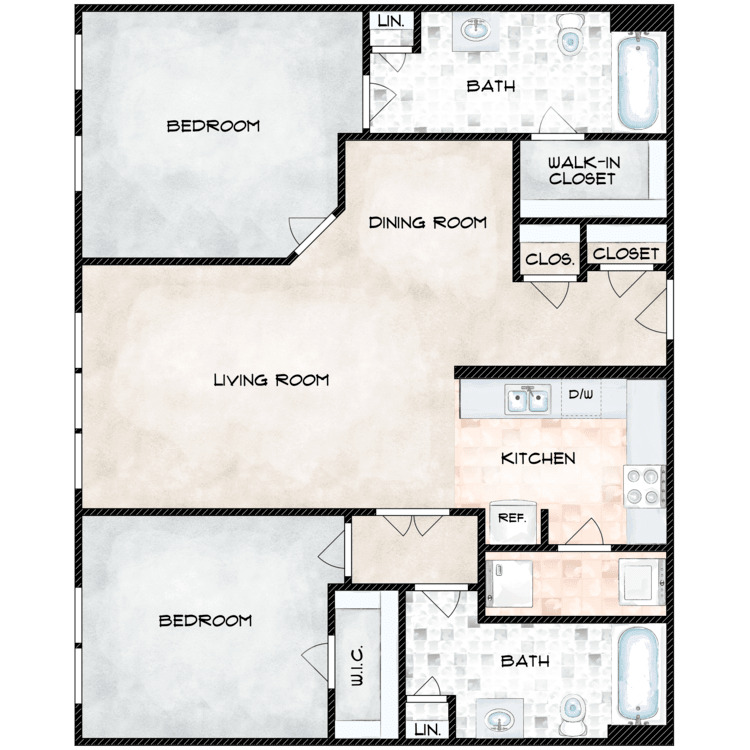 Heritage Station Family 2 Bedroom 2 Bath floor plan
