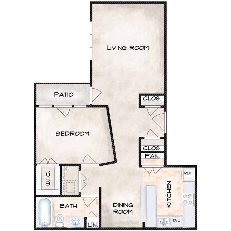 Heritage Station Senior 1 Bed 1 Bath floor plan
