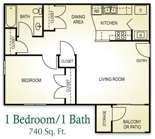 1x1 floor plan