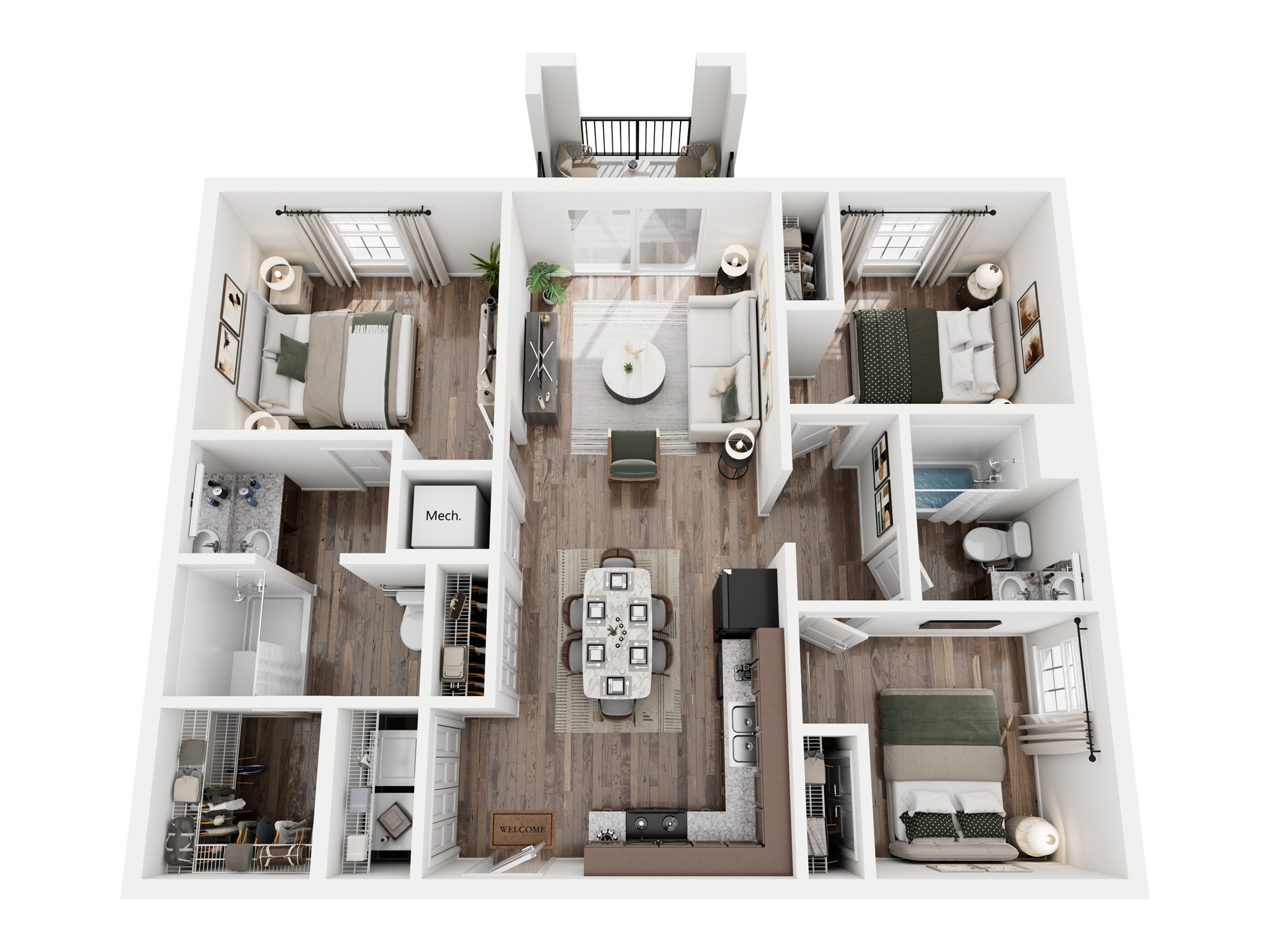 Three Bedroom floor plan