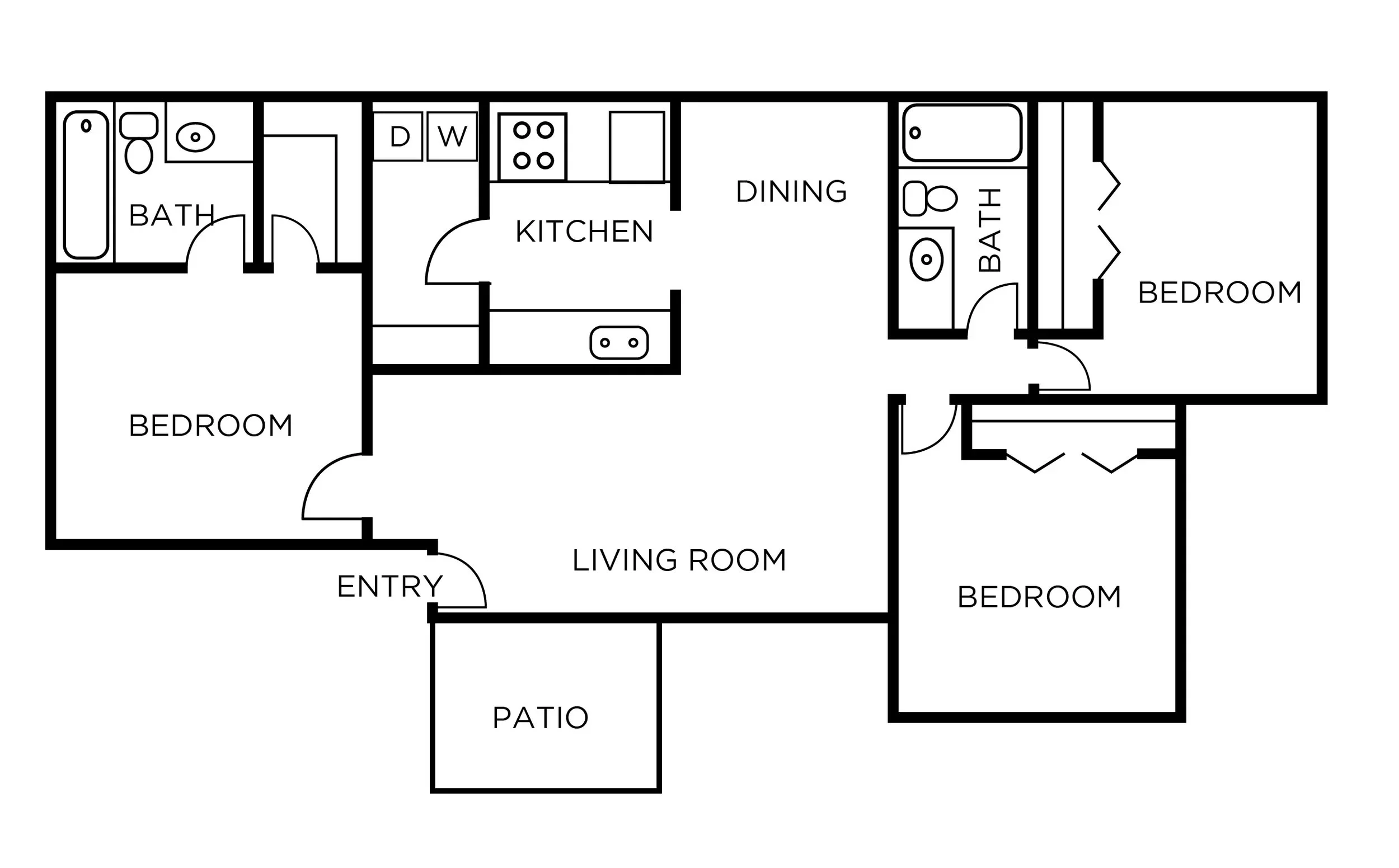 3 BED | 2 BATH | 1180 SF floor plan