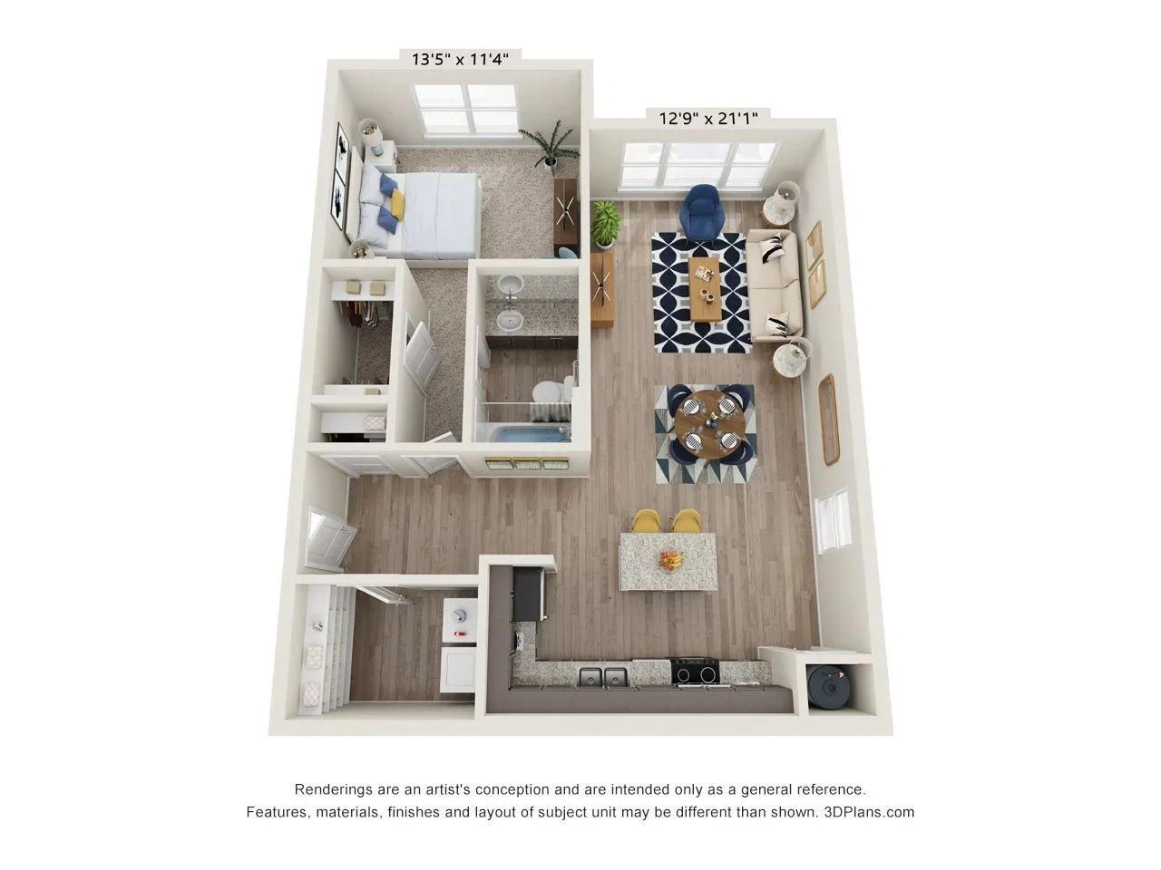 One Bedroom | One Bathroom | 801 Sq Ft floor plan