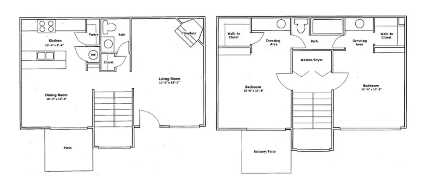 2 Bedroom | 1.5 Bathroom floor plan