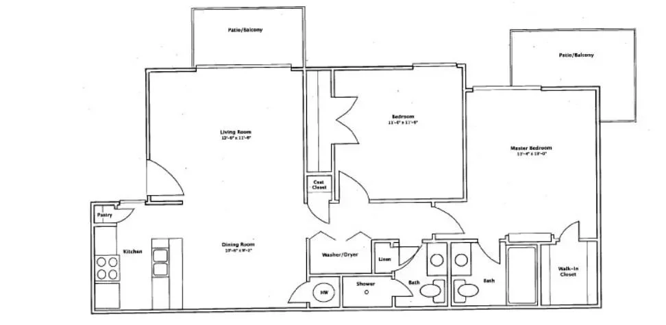 2 Bedroom | 2 Bathroom floor plan