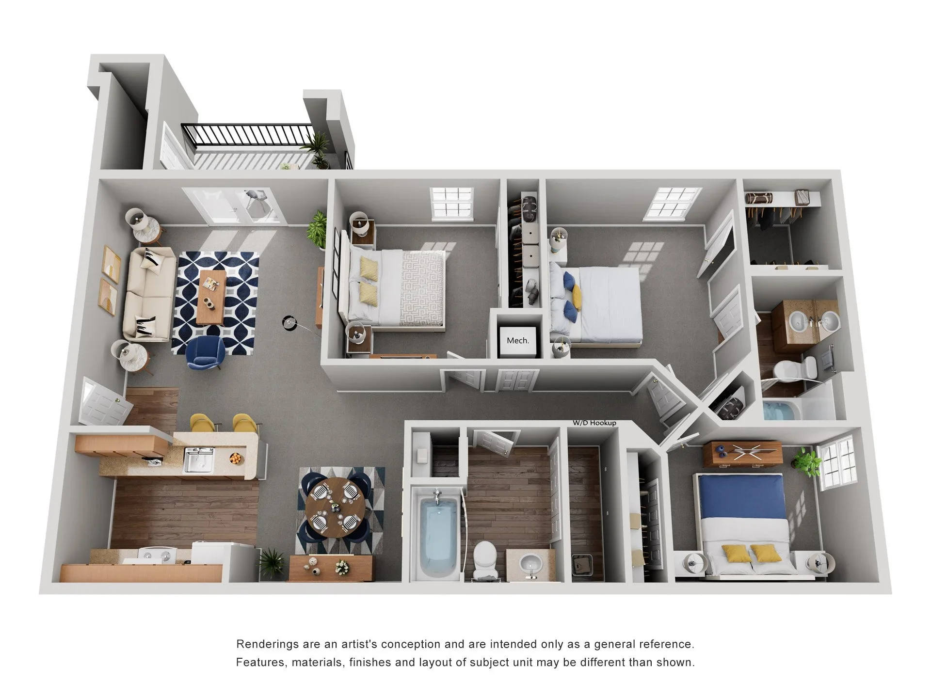 3 Bedroom Apartment floor plan