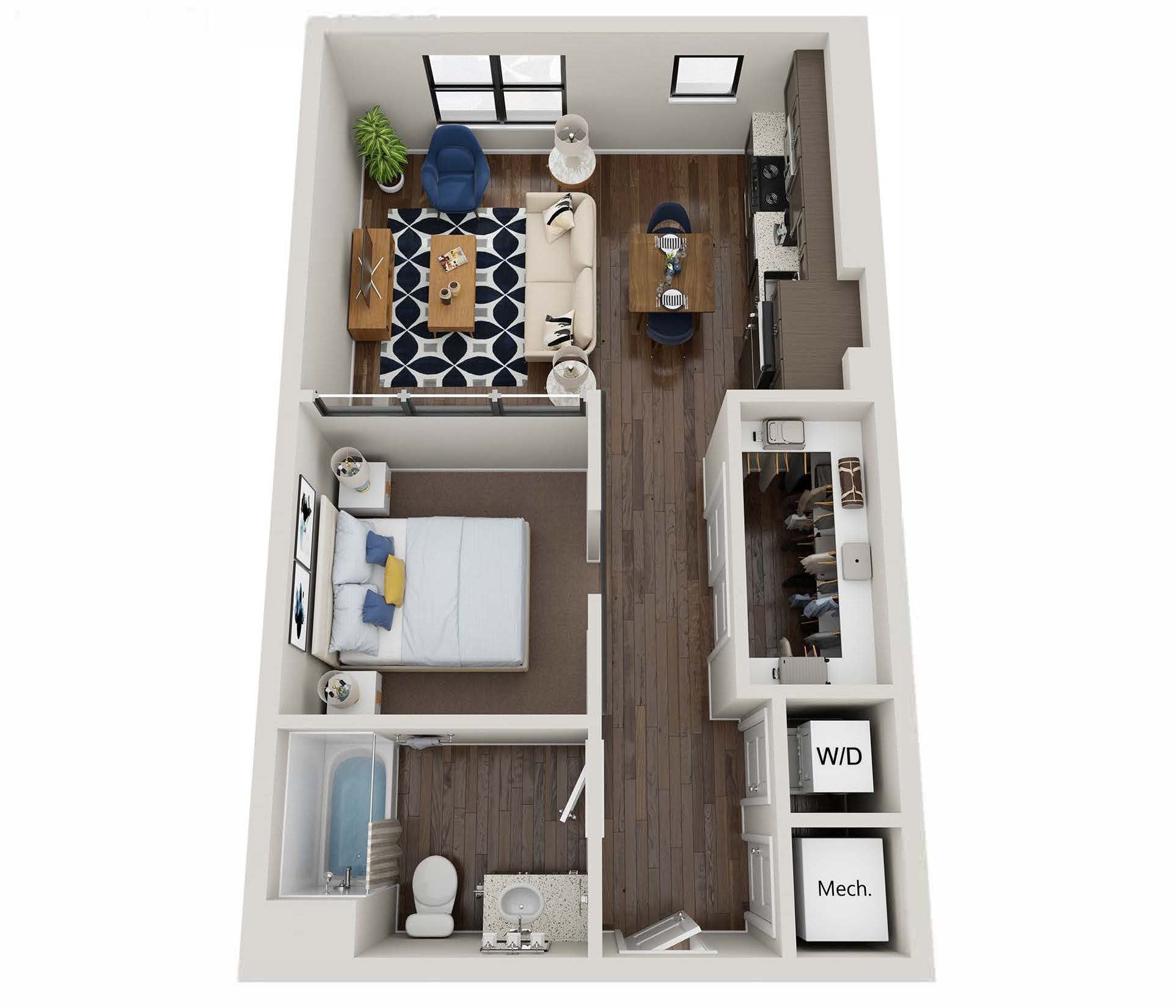 1BR B floor plan