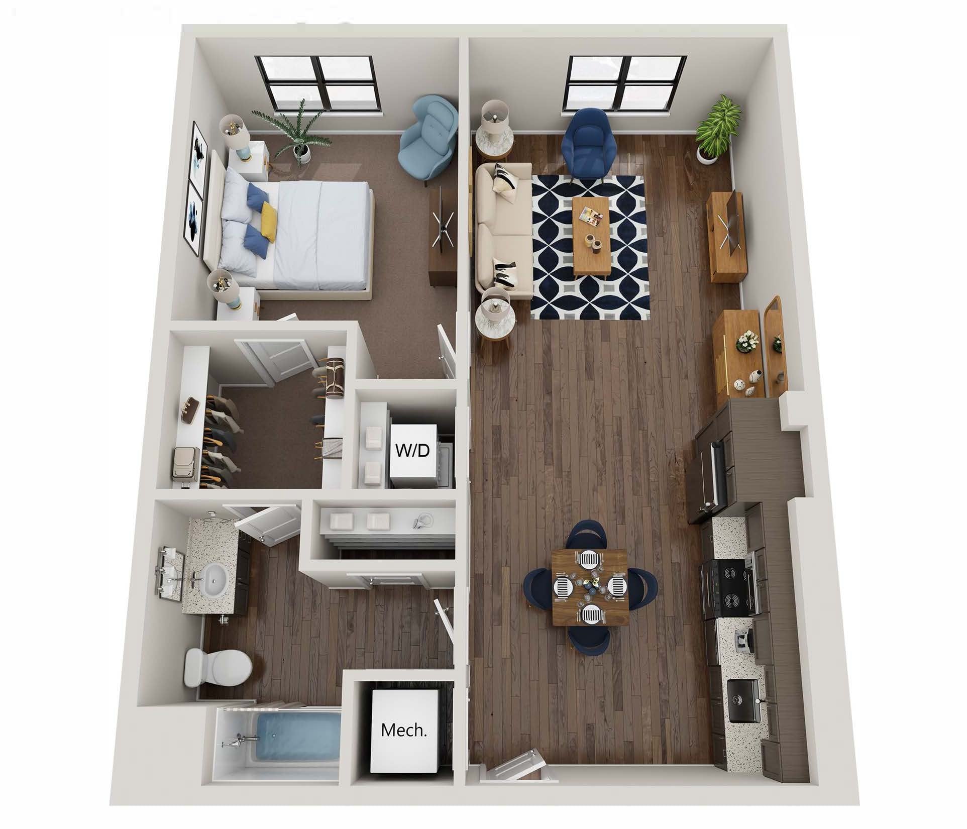 1BR C floor plan